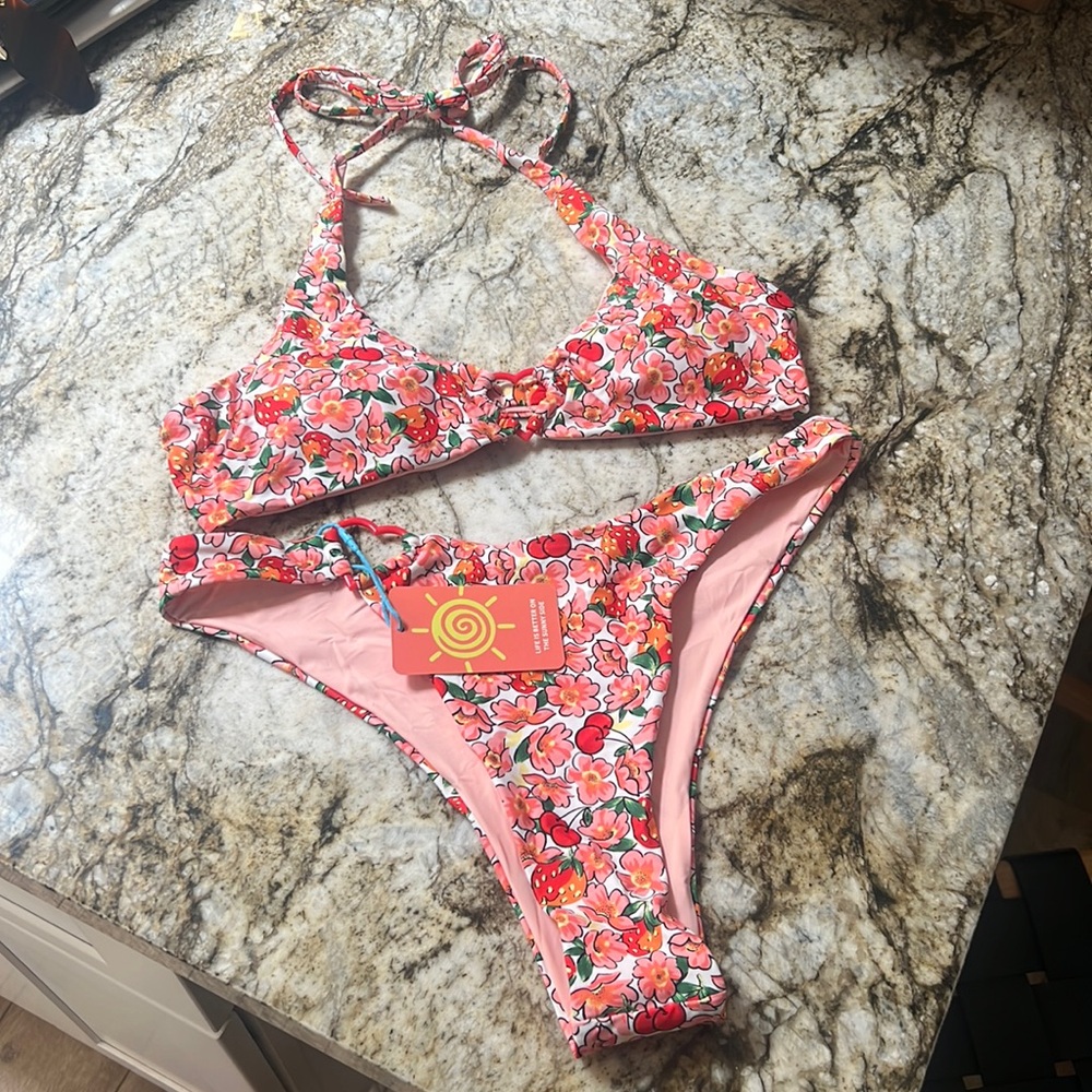 NWT!! BlackBough Swim Thea Berry Cherry Bikini Set